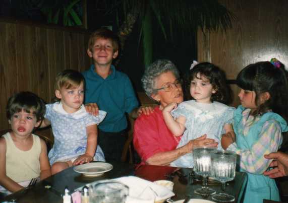 Mama Bea holding Lauren and her cousins... Jaymi, Megan, Steve and Jenna.